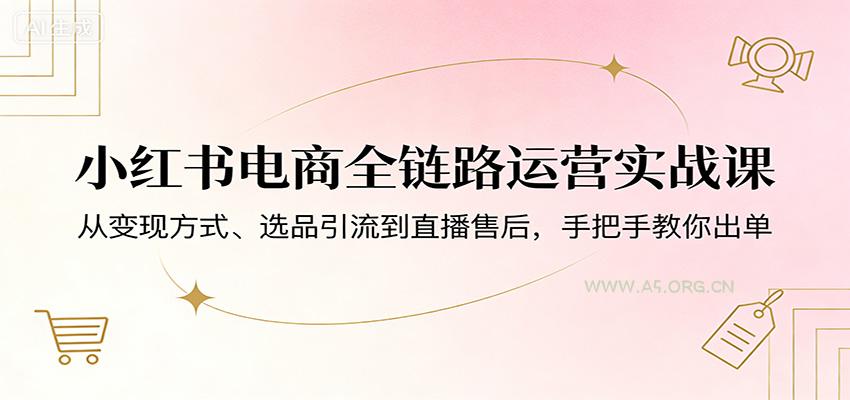 小红书电商全链路运营实战课：从变现方式、选品引流到直播售后，手把手教你出单-小红泡