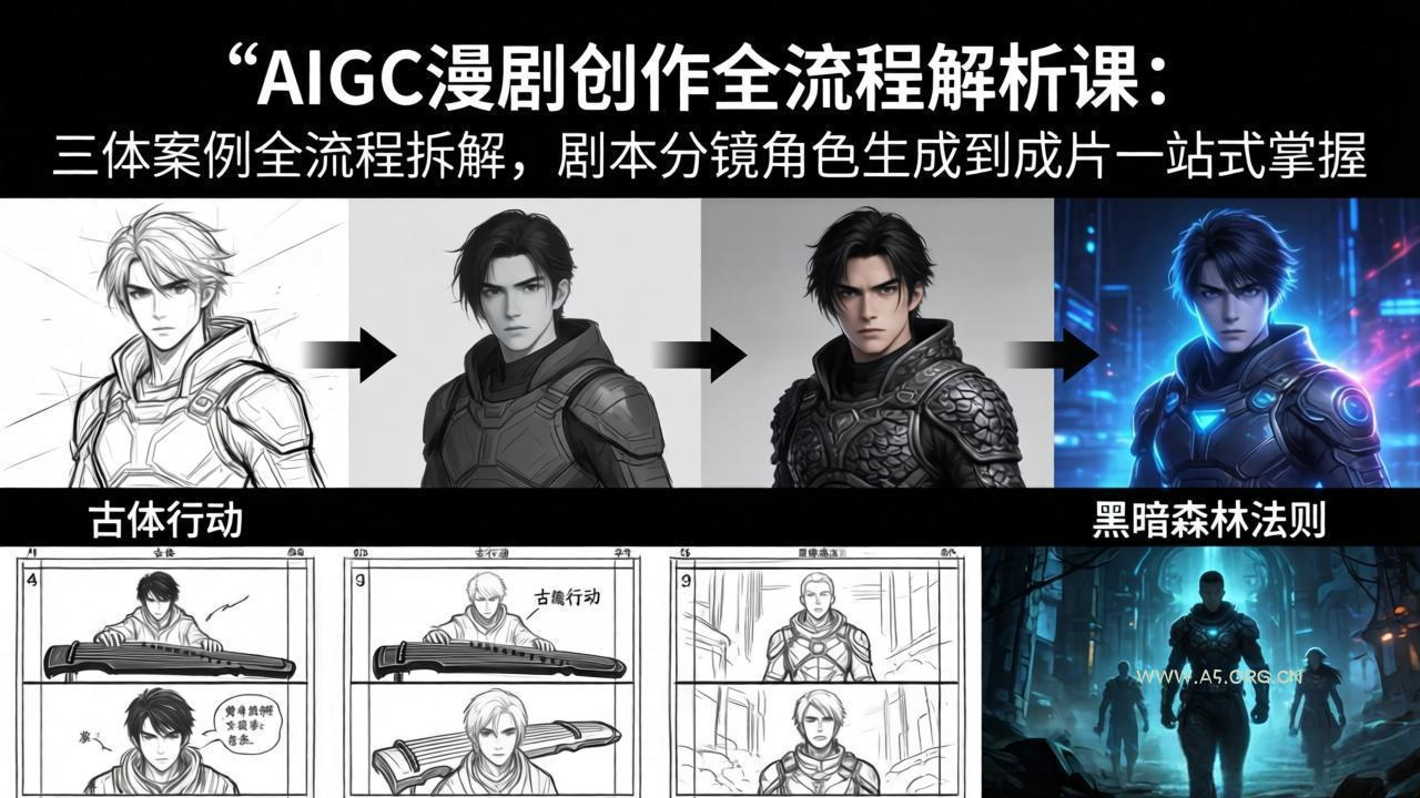 AIGC漫剧创作全流程解析课：三体案例全流程拆解，剧本分镜角色生成到成片一站式掌握-小红泡