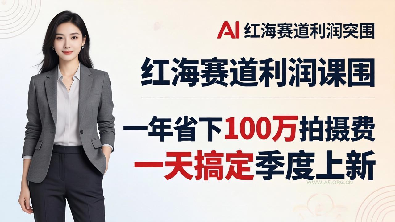 服装老板AI模特图课:一年省下100万拍摄费,一天搞定季度上新,红海赛道利润突围-小红泡