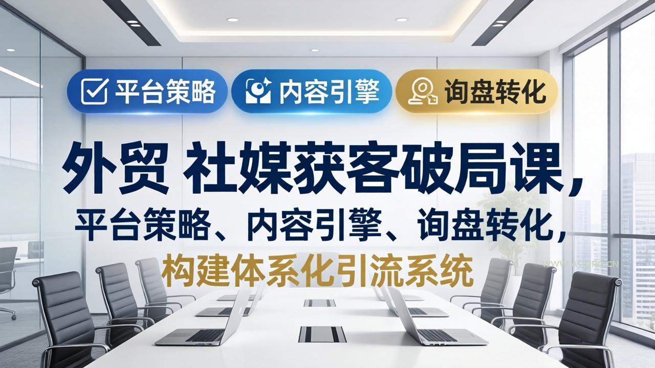 外贸 社媒获客破局课,平台策略、内容引擎、询盘转化,构建体系化引流系统(更新26年3月-小红泡