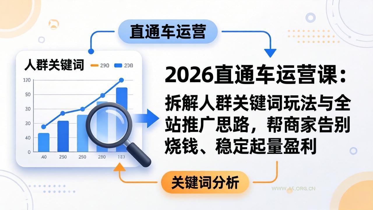 2026直通车运营课：拆解人群关键词玩法与全站推广思路，帮商家告别烧钱、稳定起量盈利-小红泡