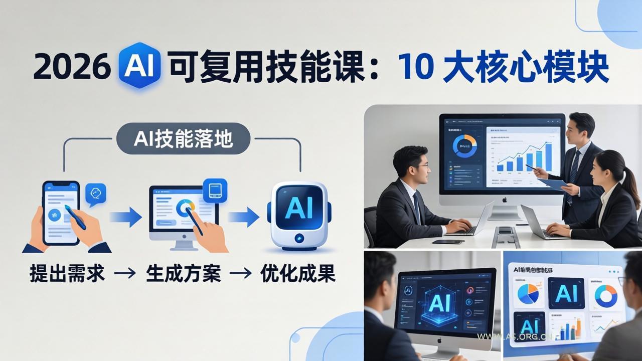 2026AI可复用技能-4月新课:10大核心模块,手把手教你把AI用进工作、产出成果-小红泡