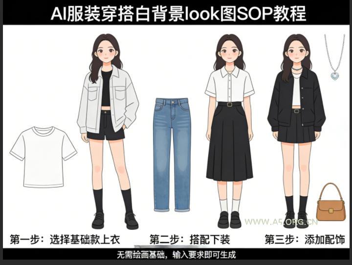 AI服装穿搭白背景look图SOP教程，不用会画画，提几句具体要求，AI就能还你一个奇迹-小红泡