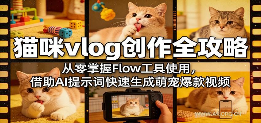猫咪vlog创作全攻略:从零掌握Flow工具使用,借助AI提示词快速生成萌宠爆款视频-小红泡