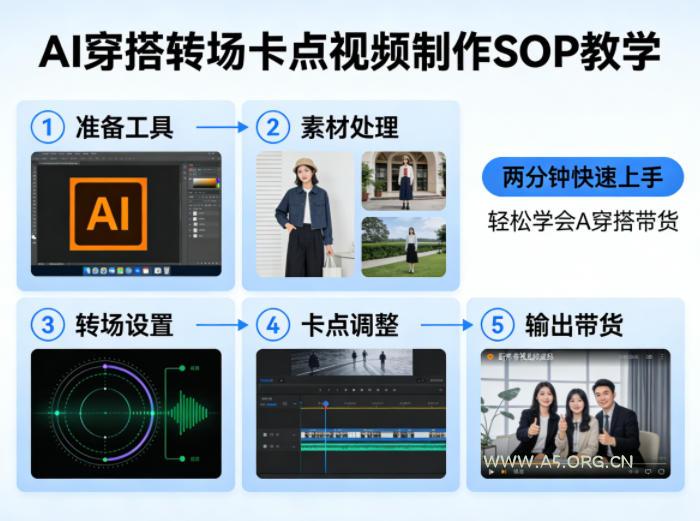 AI穿搭转场卡点视频制作SOP教学，两分钟快速上手，轻松学会AI穿搭带货-小红泡