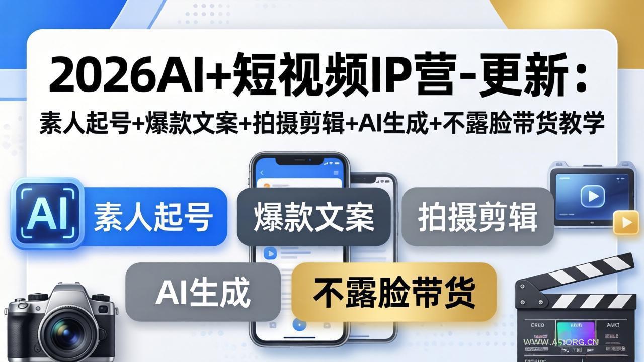 2026AI+短视频IP营-更新：素人起号+爆款文案+拍摄剪辑+AI生成+不露脸带货教学-小红泡