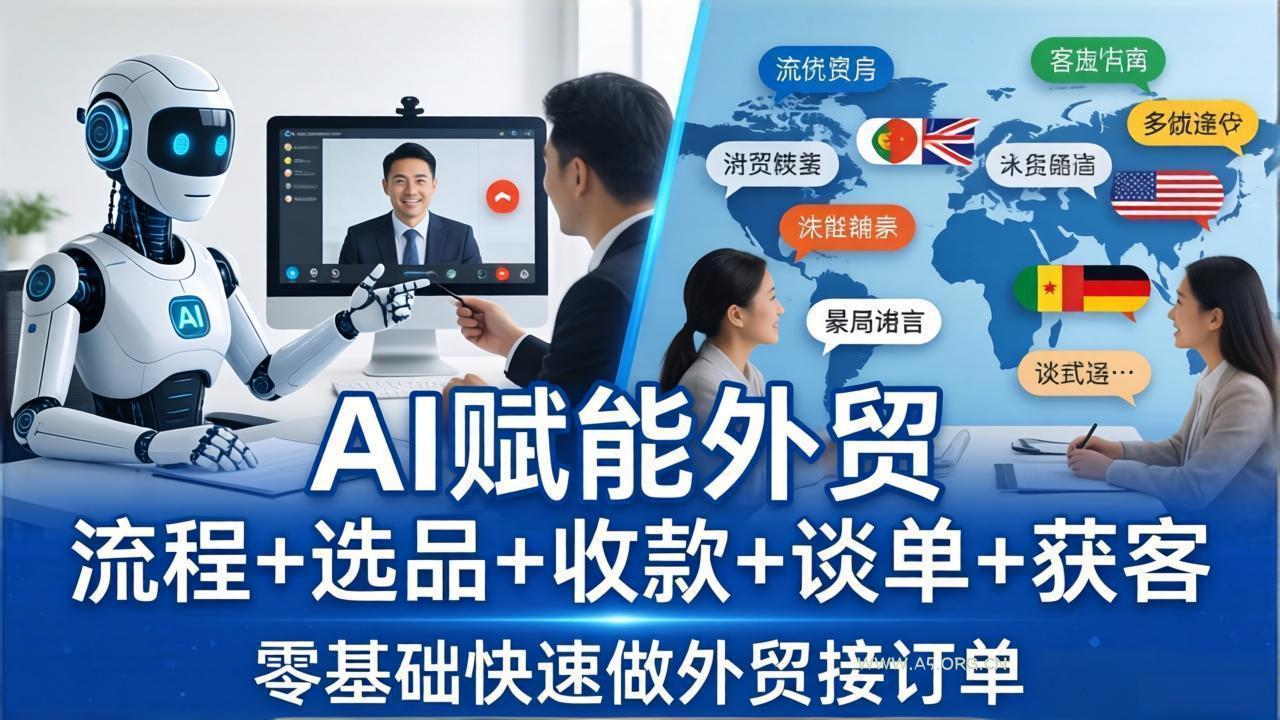 外贸+AI实战课:流程+选品+收款+谈单+获客,零基础快速做外贸接订单-小红泡