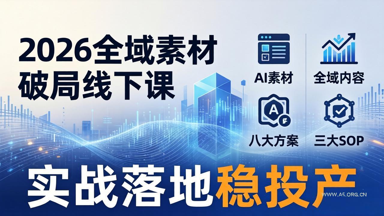 2026全域素材破局线下课:AI素材+全域内容+八大方案+三大SOP,实战落地稳投产-小红泡