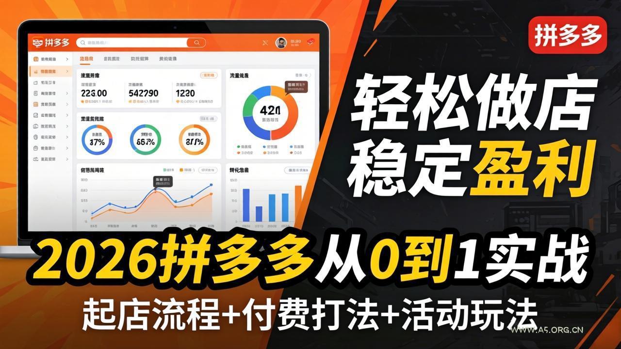 2026拼多多从0到1实战-4月更新:最新起店流程+付费打法+活动玩法,轻松做店稳定盈利-小红泡