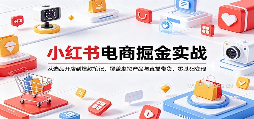 小红书电商掘金实战：从选品开店到爆款笔记，覆盖虚拟产品与直播带货，零基础变现-小红泡