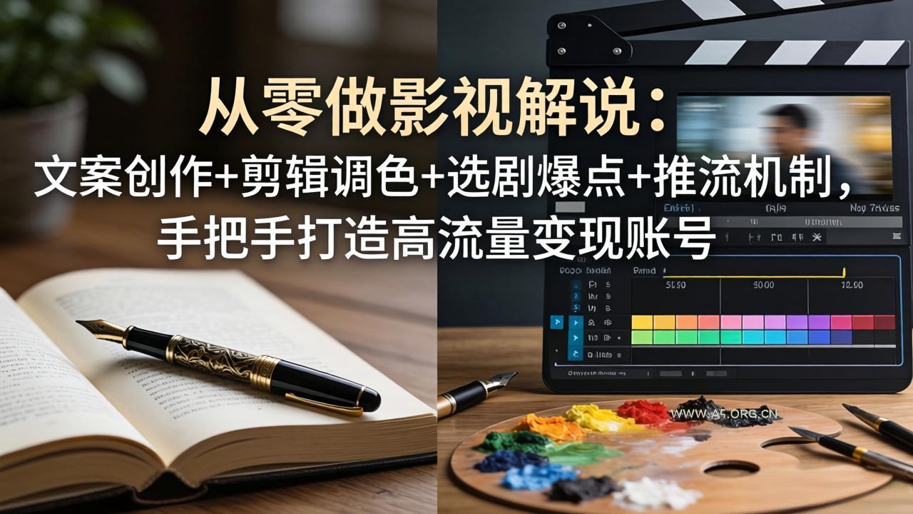 从零做影视解说:文案创作+剪辑调色+选剧爆点+推流机制,手把手打造高流量变现账号-小红泡