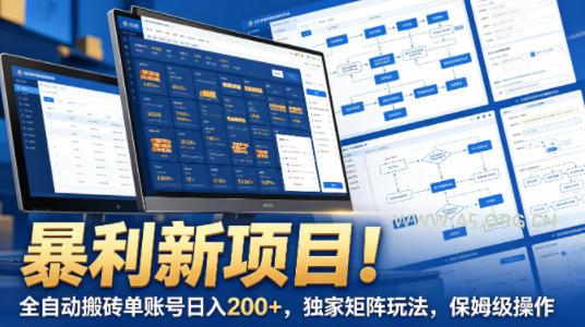 暴利新项目！全自动搬砖单账号日入200+，独家矩阵玩法，保姆级操作【揭秘】-小红泡