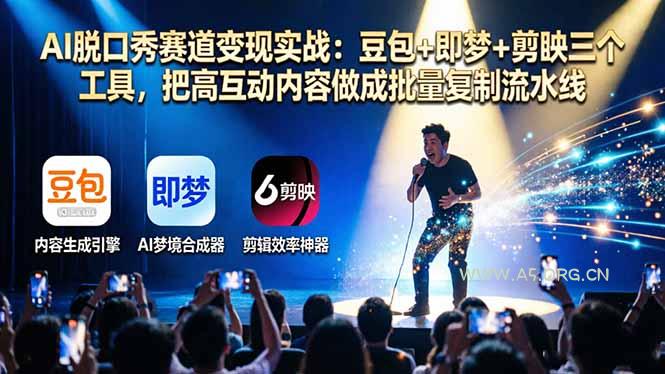 AI脱口秀赛道变现实战:豆包+即梦+剪映三个工具,把高互动内容做成批量复制流水线-小红泡