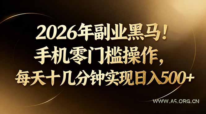 2026年副业黑马!手机零门槛操作,每天十几分钟实现日入500+-小红泡