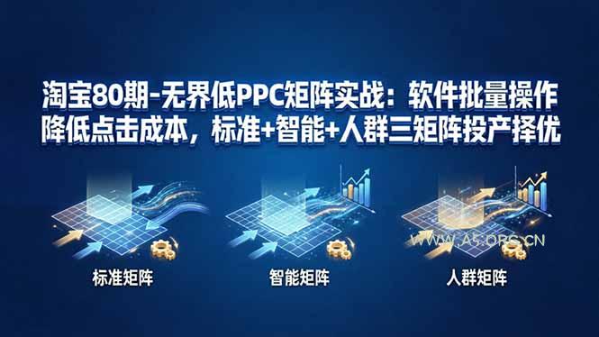 淘宝80期-无界低PPC矩阵实战:软件批量操作降低点击成本,标准+智能+人群三矩阵投产择优-小红泡
