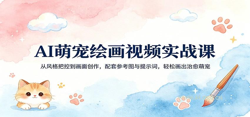 AI萌宠绘画视频实战课：从风格把控到画面创作，配套参考图与提示词，轻松画出治愈萌宠-小红泡
