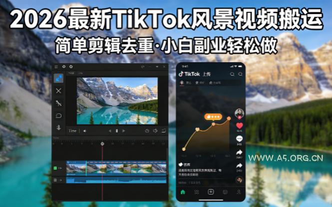 2026最新TikTok风景视频搬运简单剪辑去重小白副业月入 8000-小红泡
