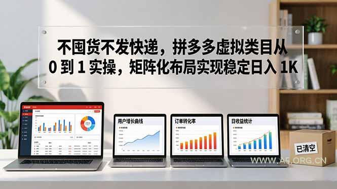 不囤货不发快递,拼多多虚拟类目从 0 到 1 实操,矩阵化布局实现稳定日入 1K-小红泡