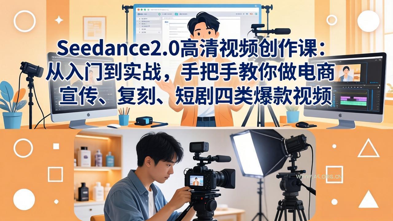 Seedance2.0高清视频创作课：从入门到实战，手把手教你做电商、宣传、复刻、短剧四类爆款视频-小红泡