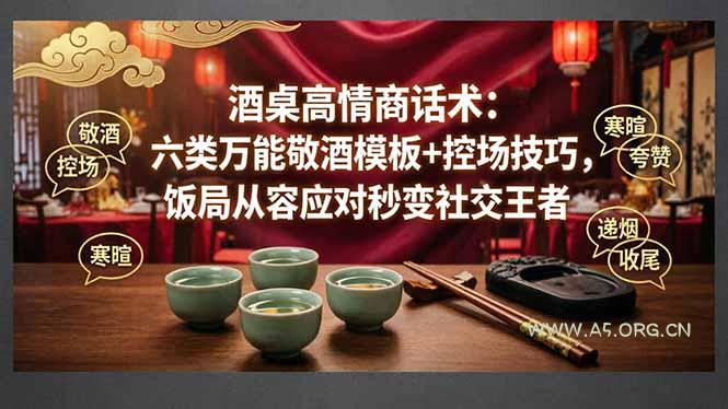 付费文章：酒桌高情商话术：六类万能敬酒模板+控场技巧，饭局从容应对秒变社交王者-小红泡