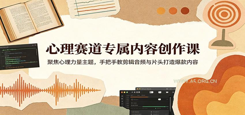 心理赛道专属内容创作课:聚焦心理力量主题,手把手教剪辑音频与片头打造爆款内容-小红泡