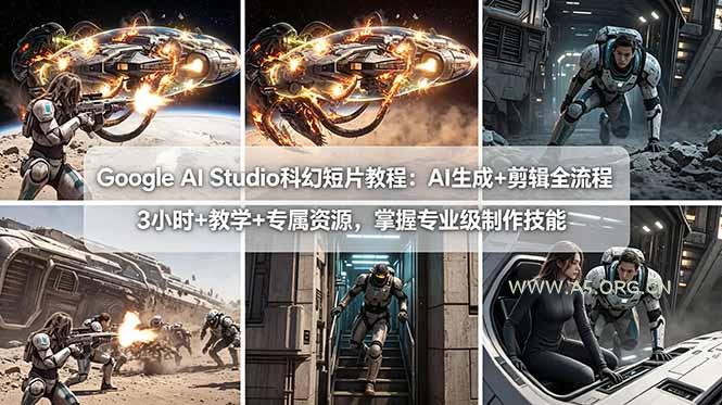 Google AI Studio科幻短片教程：AI生成+剪辑全流程，3小时+教学+专属资源，掌握专业级制作技能-A5资源网