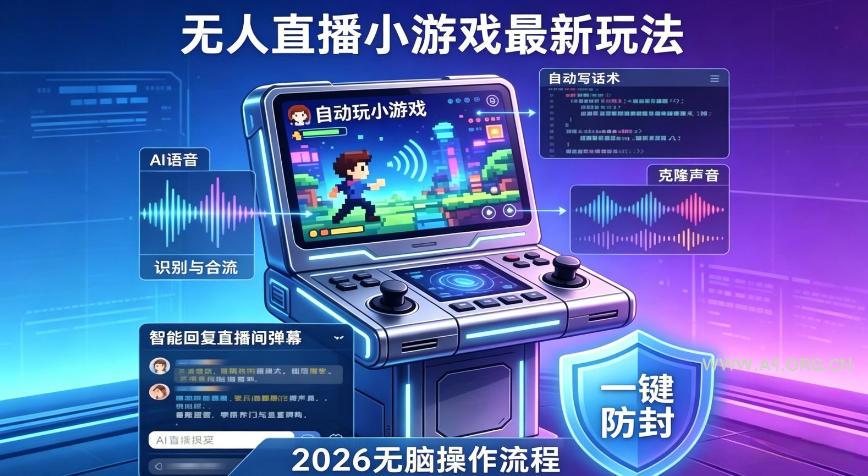 2026年AI无人直播小游戏全流程,不违规不封号,开启创业副业增收之路,小白月入1w+【揭秘】-小红泡