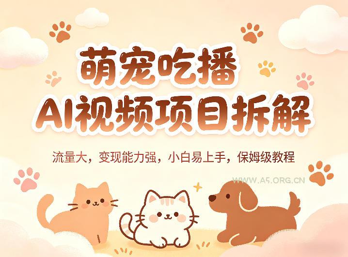 萌宠吃播AI视频项目拆解,流量大,变现能力强,小白易上手,保姆级教程-小红泡