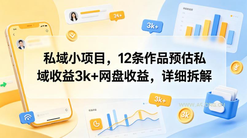 私域小项目,12条作品预估私域收益3k+网盘收益,详细拆解-小红泡