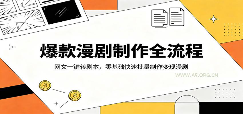 爆款漫剧制作全流程:网文一键转剧本,零基础快速批量制作变现漫剧-小红泡