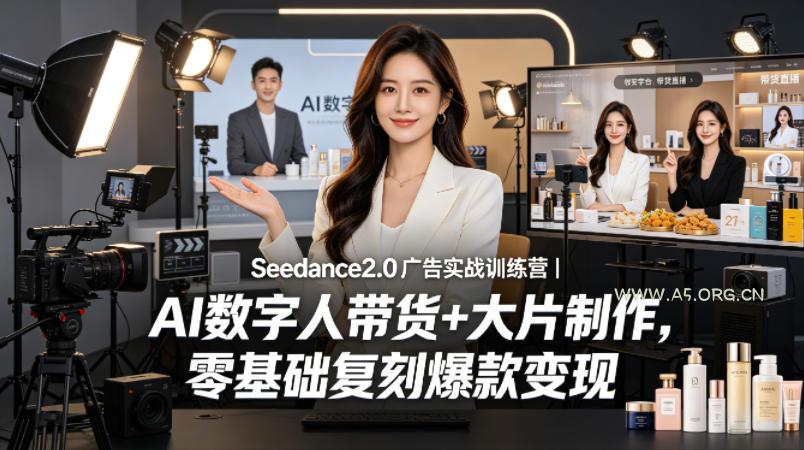 Seedance2.0广告实战训练营｜AI数字人带货+大片制作，零基础复刻爆款变现-小红泡