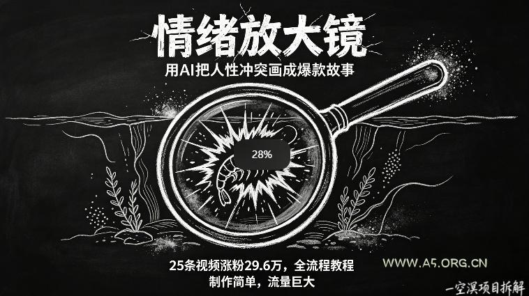 AI制作“情绪放大镜“视频,25条视频涨粉29.6W粉,流量巨大,制作简单,全流程教程-小红泡