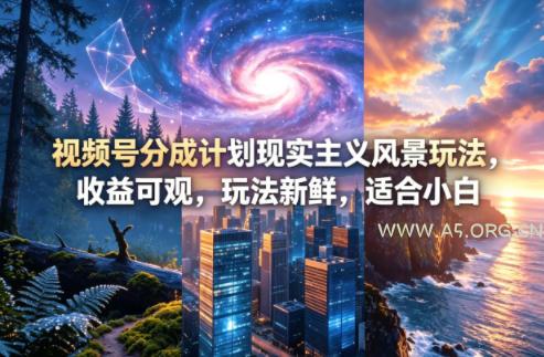视频号分成计划现实主义风景玩法,收益可观,玩法新鲜,适合小白-小红泡