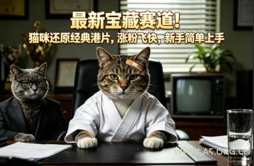最新宝藏赛道!猫咪还原经典港片,涨粉飞快,新手简单上手-小红泡
