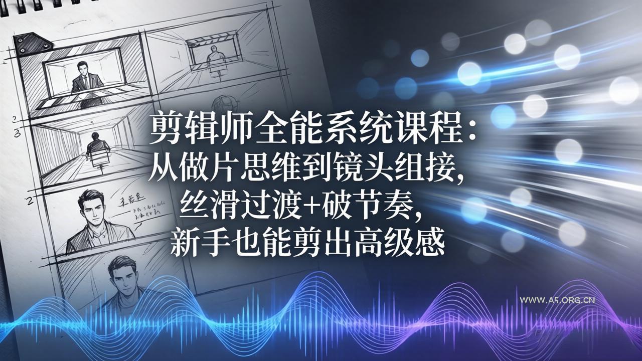 剪辑师全能系统课程:从做片思维到镜头组接,丝滑过渡+破节奏,新手也能剪出高级感-小红泡