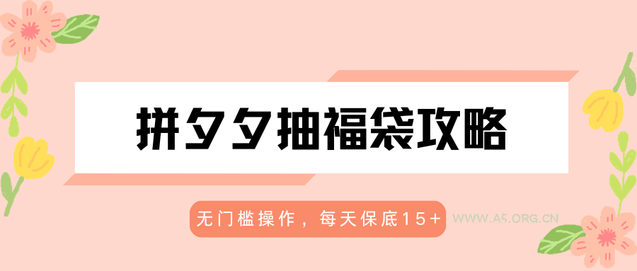 拼夕夕抽福袋攻略,无门槛操作,每天保底15+-小红泡