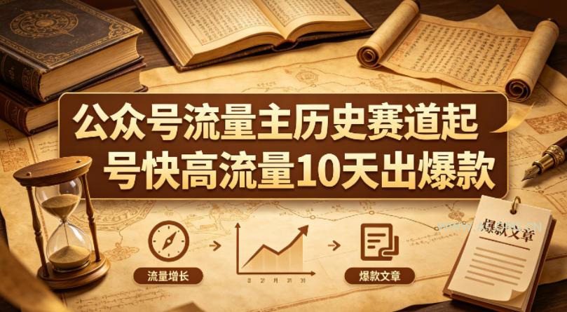 公众号流量主之历史赛道,起号快+高流量,10天就能出爆款!-小红泡