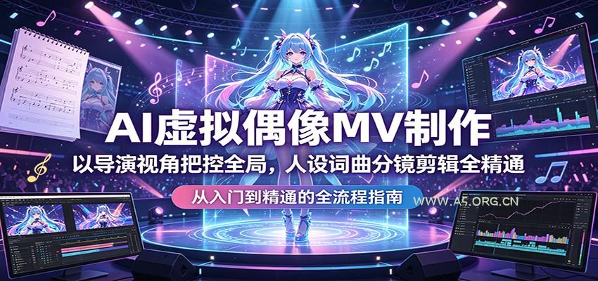 AI虚拟偶像MV制作:以导演视角把控全局,人设词曲分镜剪辑全精通-小红泡