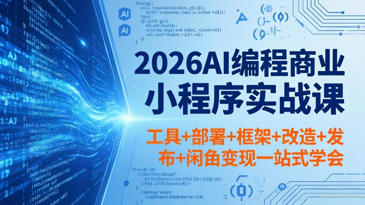 2026AI编程商业小程序实战课,工具+部署+框架+改造+发布+闲鱼变现一站式学会-小红泡