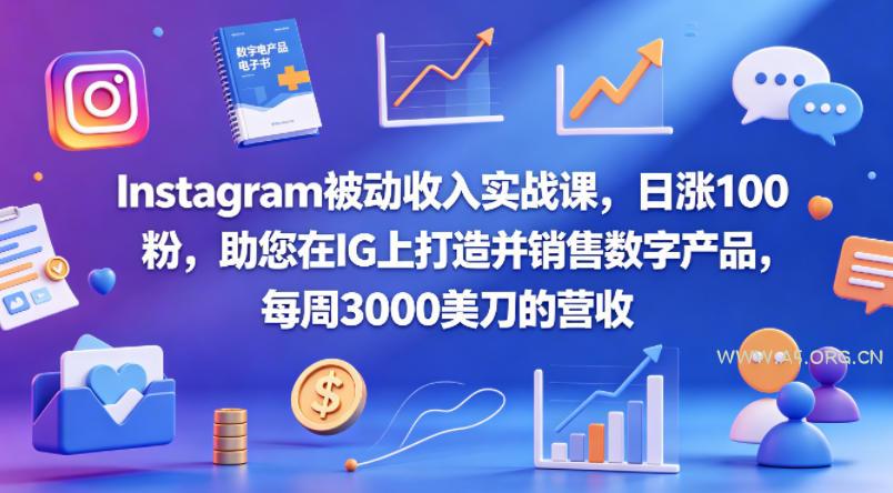 Instagram被动收入实战课,日涨100粉,助您在IG上打造并销售数字产品,每周3000美刀的营收【原创双语字幕】-小红泡