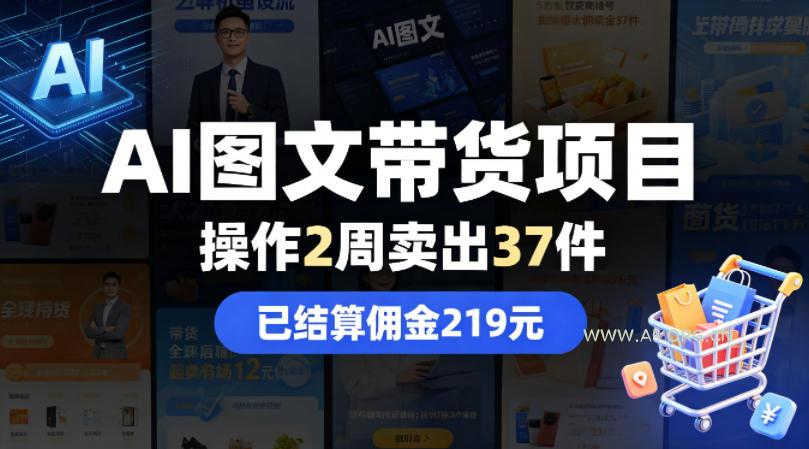 AI图文带货项目，操作2周卖出37件，已结算佣金219-小红泡