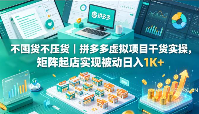 不囤货不压货|拼多多虚拟项目干货实操,矩阵起店实现被动日入1K+【揭秘】-小红泡