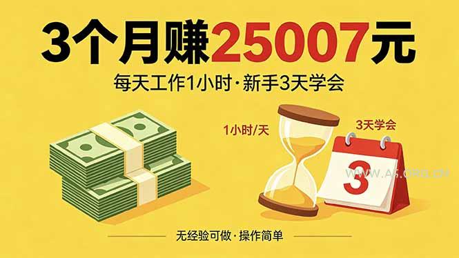 3个月赚钱25007元,每天工作1个小时,新手3天全部学会!-小红泡
