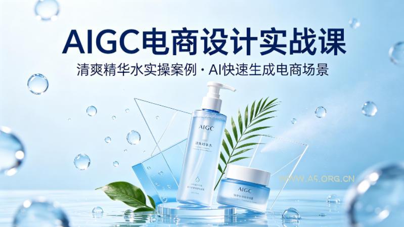 AIGC电商设计实战课,以清爽精华水为实操案例,教你用AI快速生成电商场景-小红泡