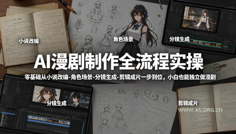 AI漫剧制作全流程实操,零基础从小说改编-角色场景-分镜生成-剪辑成片一步到位,小白也能独立做漫剧-小红泡