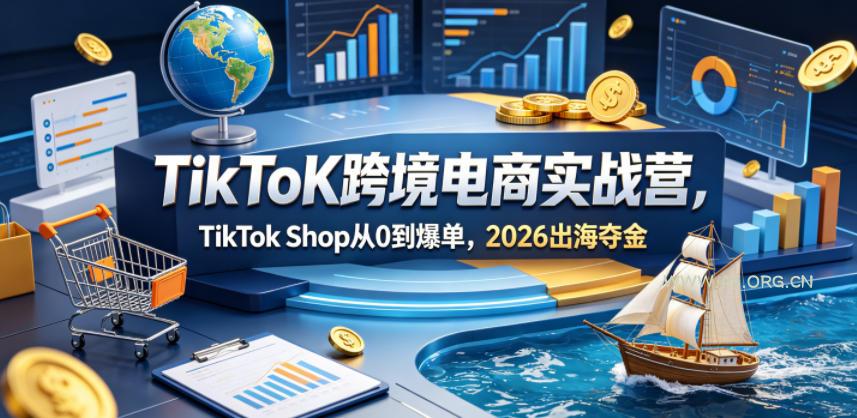 TikToK跨境电商实战营,TikTok Shop从0到爆单,2026出海夺金-小红泡