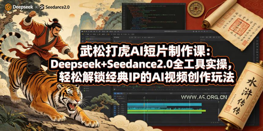 武松打虎AI短片制作课：Deepseek+Seedance2.0全工具实操，轻松解锁经典IP的AI视频创作玩法-小红泡