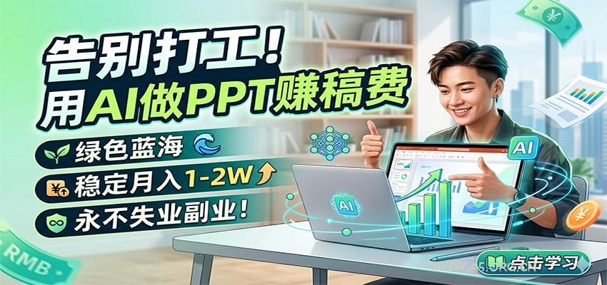 告别打工!用AI做PPT赚稿费,绿色蓝海,稳定月入1-2W,永不失业副业!-小红泡