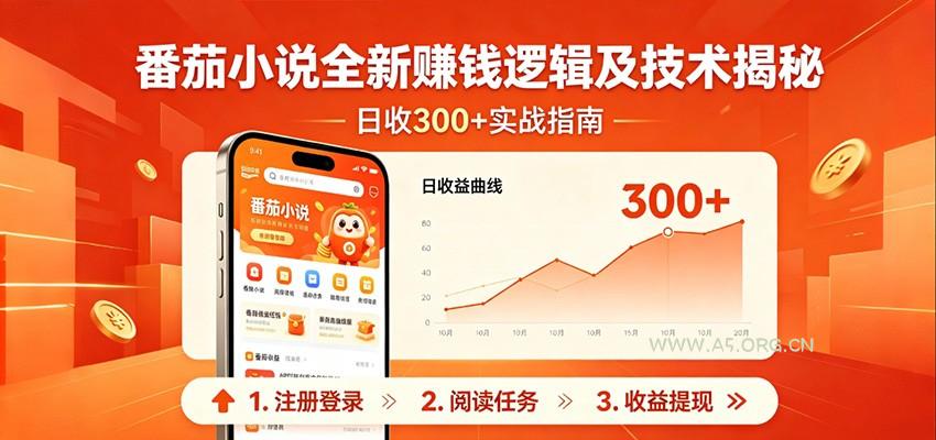 番茄小说全新赚钱逻辑及技术日收300+，小白新书皆可做！无脑赚就行了！-小红泡