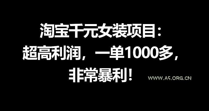 淘宝千元女装项目：超高利润，一单1000多，非常暴利-小红泡